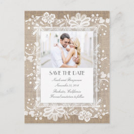 Postal De Anuncios Lace y Burlap Vintage Photo Save the Date