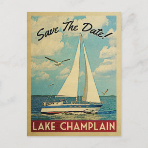 Postal De Anuncios Lago Champlain Salva La Fecha Velero Náutico