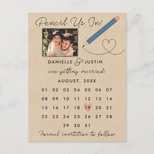 Postal De Anuncios "Lápices en" Calendario moderno Guardar la fecha (Anverso)