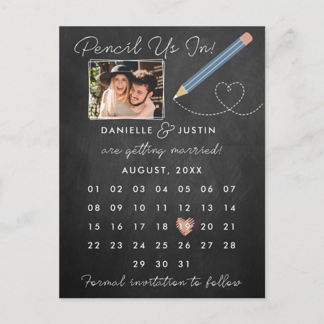 Postal De Anuncios "Lápices en" Calendario moderno Guardar la fecha (Anverso)