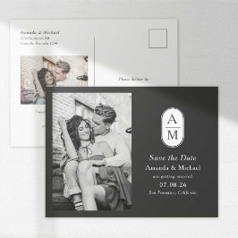 Postal De Anuncios Las fotos de las iniciales modernas en blanco negr