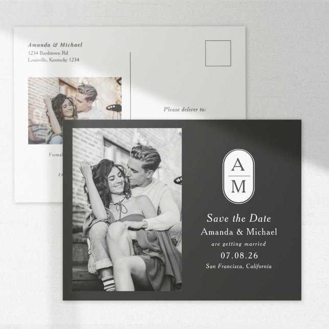 Postal De Anuncios Las fotos de las iniciales modernas en blanco negr (Subido por el creador)