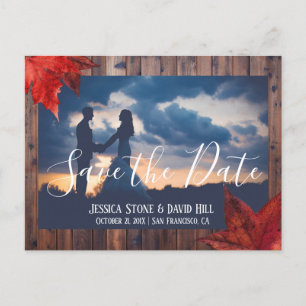 Postal De Anuncios Las hojas de arce rusticas de la boda de otoño sal