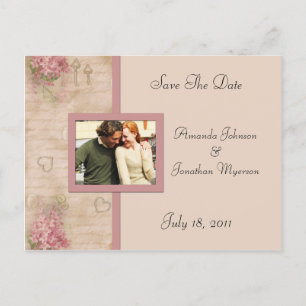 Postal De Anuncios Las lilas rosadas del vintage ahorran la fecha