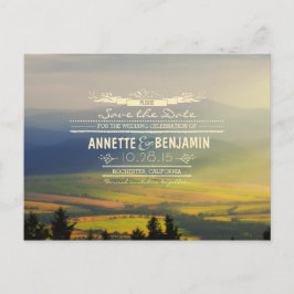 Postal De Anuncios Las montañas azules y los horizontes de la puesta 