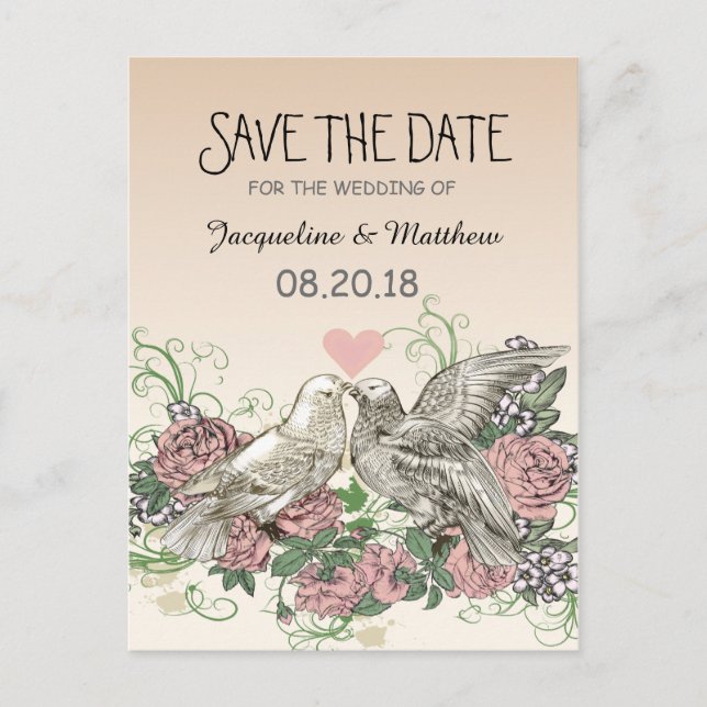 Postal De Anuncios Las palomas del corazón Subió romance rosado - Sal (Anverso)