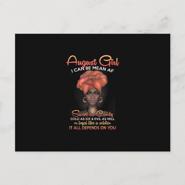 Postal De Anuncios Las Reinas Nacen En Agosto De Mujeres Negras (Anverso)