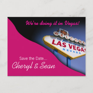 Postal De Anuncios Las Vegas Guárdame la Fecha (fucsia)