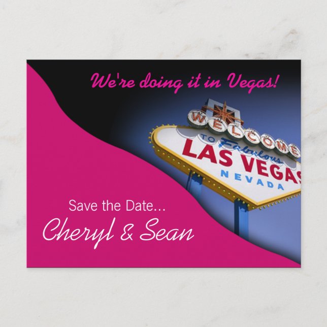 Postal De Anuncios Las Vegas Guárdame la Fecha (fucsia) (Anverso)