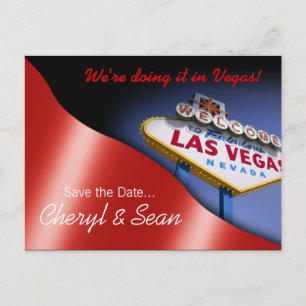Postal De Anuncios Las Vegas Reserve La Fecha (rojo metálico)