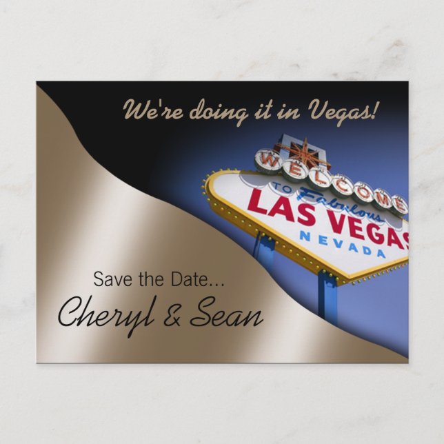 Postal De Anuncios Las Vegas Save The Date (melocotón metálico) (Anverso)