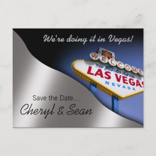 Postal De Anuncios Las Vegas Save The Date (plata metálica)