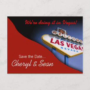 Postal De Anuncios Las Vegas Save The Date (rojo tomate)