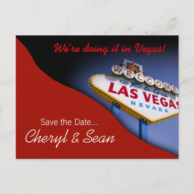 Postal De Anuncios Las Vegas Save The Date (tomate rojo) (Anverso)