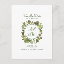 Postal De Anuncios Laurel de color de agua - Wreath de verde salva la