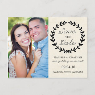 Postal De Anuncios Laurel Save the Date Photo Postcard / Cream