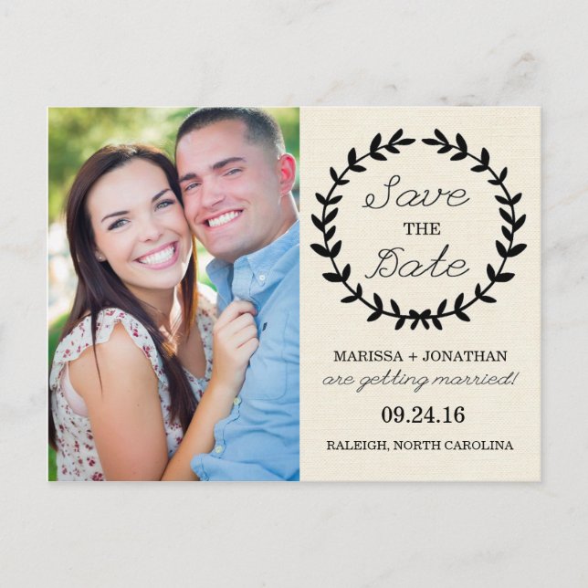 Postal De Anuncios Laurel Save the Date Photo Postcard / Cream (Anverso)