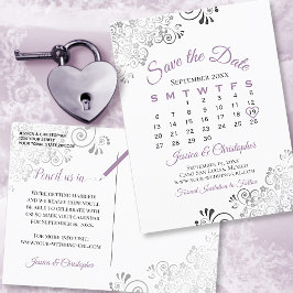 Postal De Anuncios Lavanda en la boda blanca Guardar el calendario de