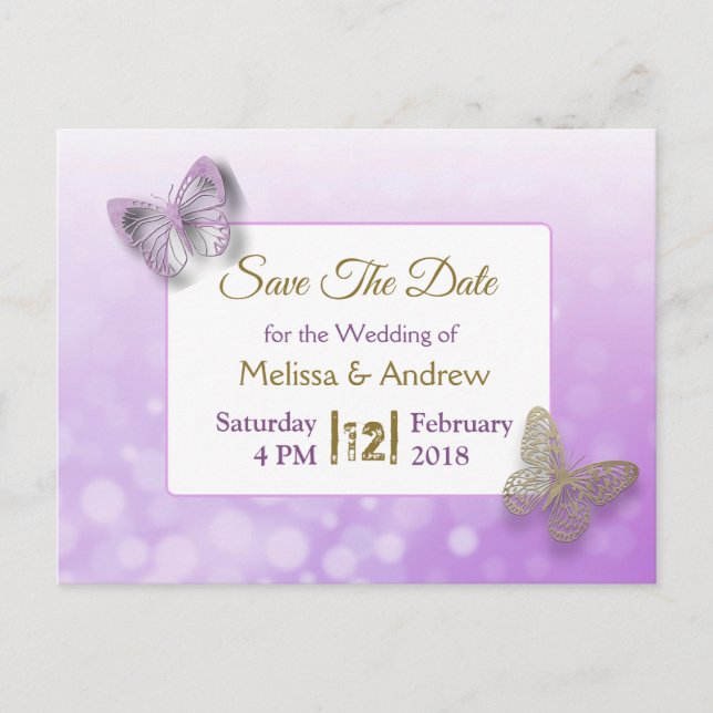 Postal De Anuncios Lavanda y mariposa dorada salvan al Boda de las fe (Anverso)