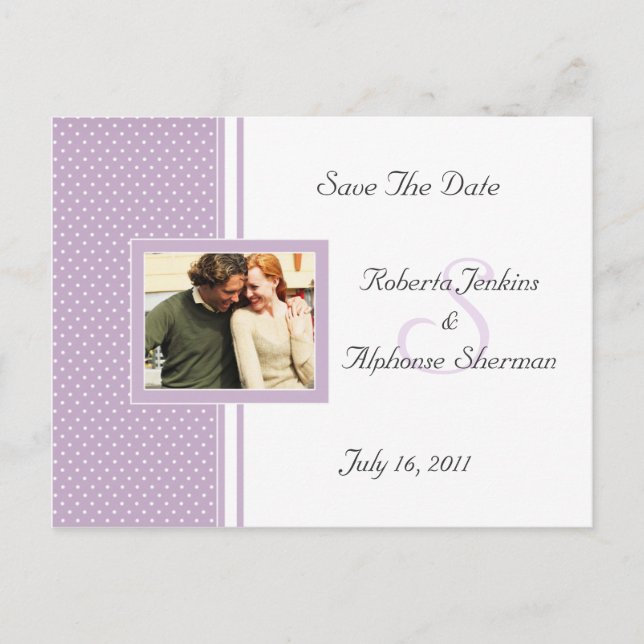 Postal De Anuncios Lavender Dotted Swiss Save The Date (Anverso)