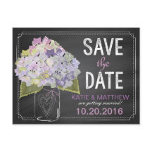 Lavender Hydrangea Chalkboard Guardar fecha