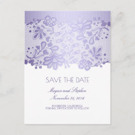 Postal De Anuncios Lavender Purple Lace Elegant Guardar La Fecha