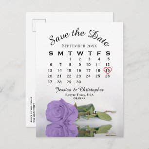 Postal De Anuncios Lavender Purple Rosa Calendario Guardar la fecha