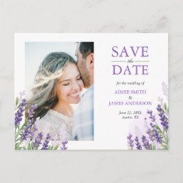 Postal De Anuncios Lavender Save the Date Postcard Simple Purple