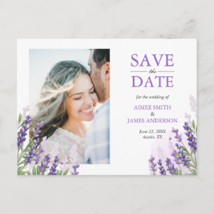 Postal De Anuncios Lavender Save the Date Postcard Simple Purple