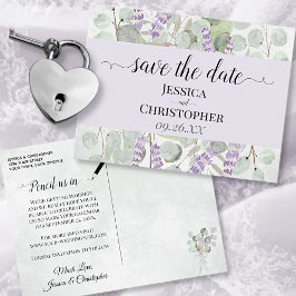 Postal De Anuncios Lavender y Eucalyptus Boda púrpura Salven la fecha