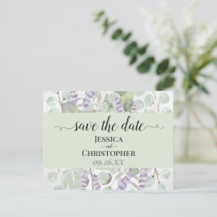 Postal De Anuncios Lavender y Eucalyptus Boda Verde Salven la Fecha