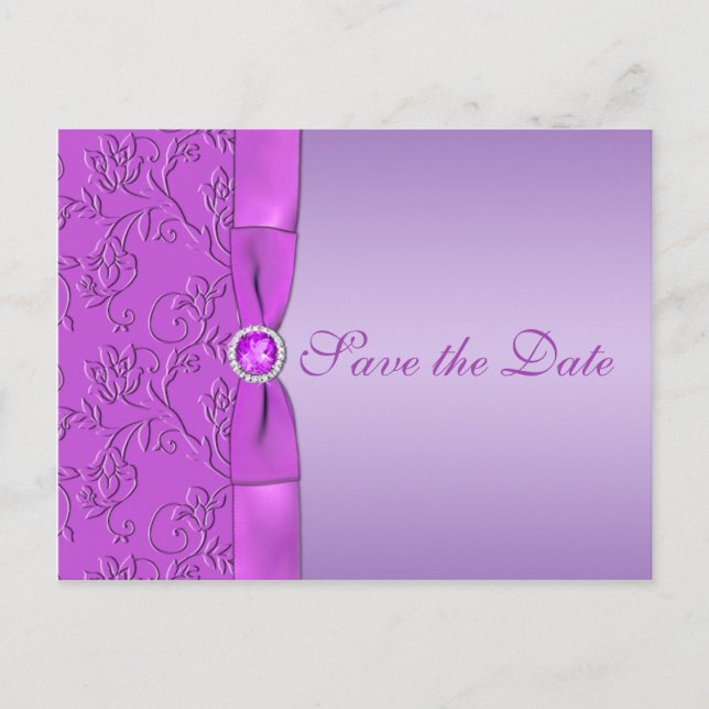 Postal De Anuncios Lavender y Purple Save the Date Postcard (Anverso)