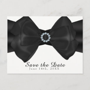 Postal De Anuncios Lazo de cinta negro y diamantes Elegante Salva la 