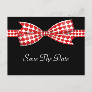 Postal De Anuncios Lazo de Corazones Rojos en Boda Negra