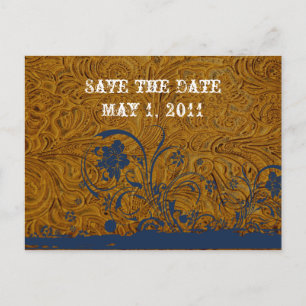 Postal De Anuncios Leather y Blue Lace Save the Date