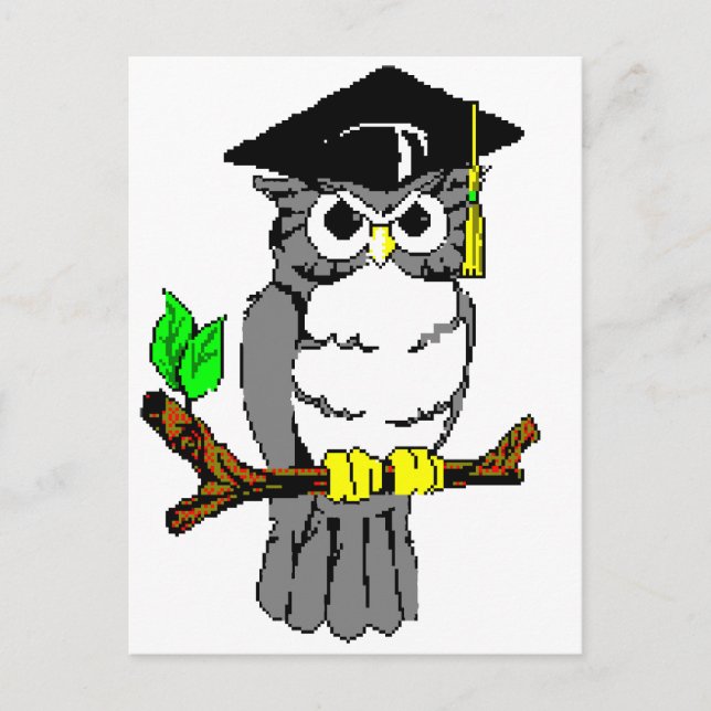 Postal De Anuncios Lechuza de Graduación (Anverso)