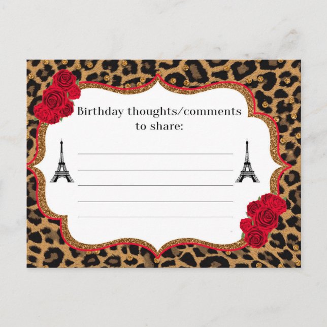 Postal De Anuncios Leopard Paris cumpleaños temática Cumpleaños deseo (Anverso)