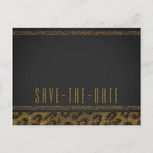 Postal De Anuncios Leopardo Brillante Lentejuelas Glam Chic Salva la 