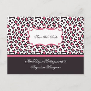 Postal De Anuncios Leopardo rosa y marrón salvan la fecha