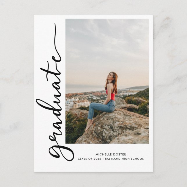 Postal De Anuncios Letra manuscrita de graduado informal | Foto (Anverso)