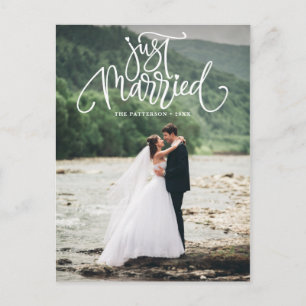 Postal De Anuncios Letrero Blanco Recién Casados Foto Boda