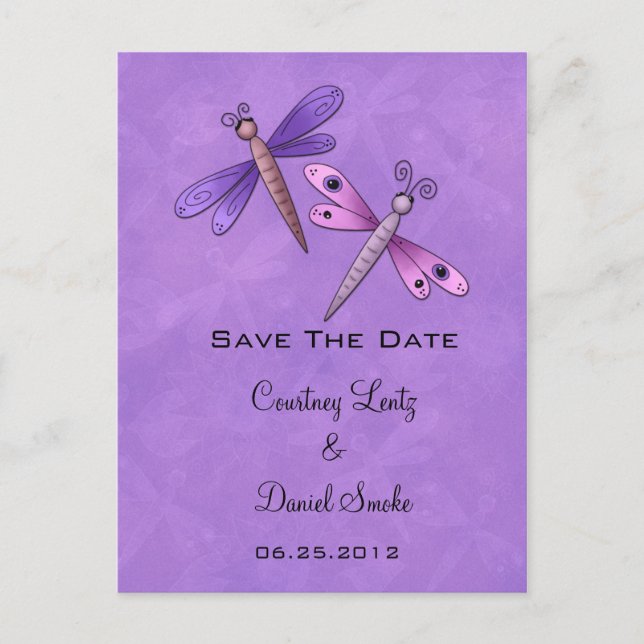 Postal De Anuncios Libélula Save The Date (Anverso)