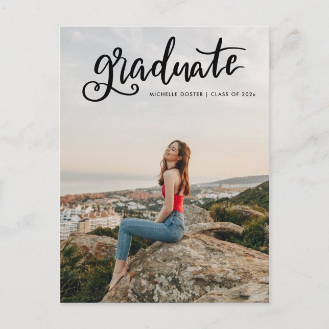 Postal De Anuncios Licenciado Casual Negro Script Manuscrito | Foto (Anverso)