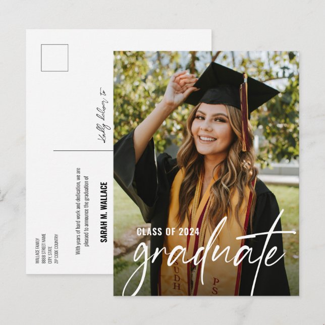 Postal De Anuncios Licenciatura en Ciencias Personalizado Foto de gra (Anverso / Reverso)