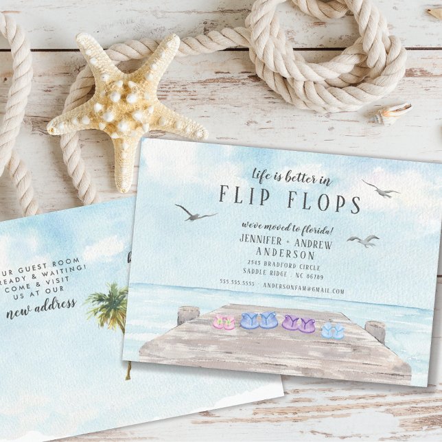 Postal De Anuncios Life Is Better In Flip Flops Moving Announcement (Subido por el creador)
