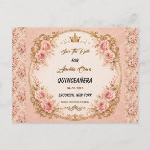 Postal De Anuncios Light Blue Silver Princess Quinceañera Cumpleaños 