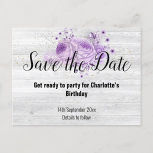 Postal De Anuncios Lilac floral de madera blanca rusa