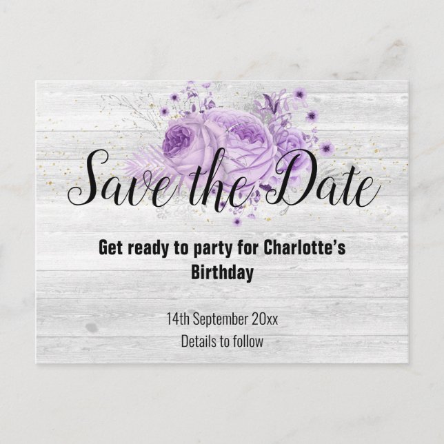 Postal De Anuncios Lilac floral de madera blanca rusa (Anverso)