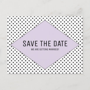 Postal De Anuncios Lilac Modern Lunares Salva la Fecha