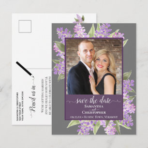 Postal De Anuncios Lilacias Acuarela para Guardar la Fecha de Boda Fo